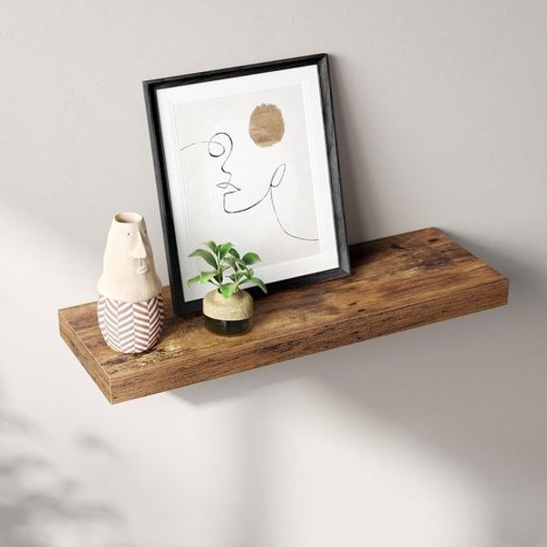 VASAGLE Wandregal, MDF vintagebraun, 60 x 20 x 3,8 cm