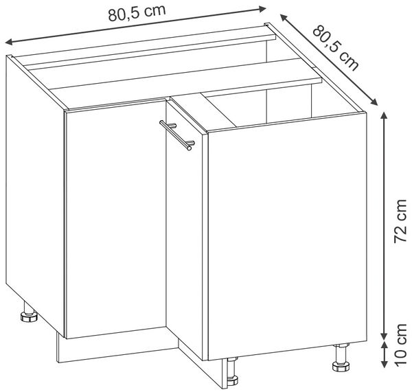 Eckunterschrank Fame-Line Weiß Landhaus 80.5 cm , AP Anthrazit Vicco Bild 3