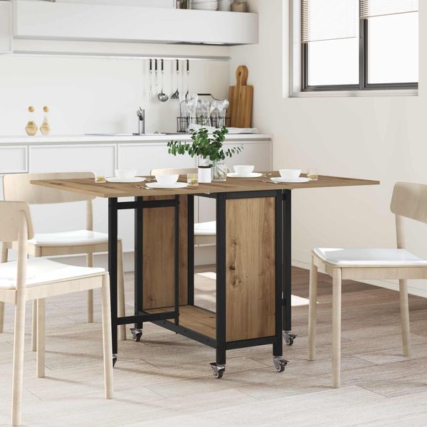 vidaXL Faltbarer Esstisch mit Rollen 130 x 80 x 76,5 cm Stahl PB 8006048