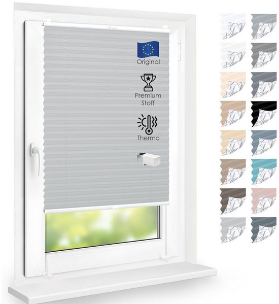 DomDeco Plissee Premium Thermo Plissee ohne Bohren, Sichtschutz, lichtdurchlässig, blickdicht, Klemmfix, Thermo-Wärmeschutz, verdunkelnd, blickdicht, Stufenlos