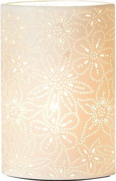 GILDE Tischleuchte GILDE Lampe Prickel Blume - weiß - H. 28cm x B. 18cm