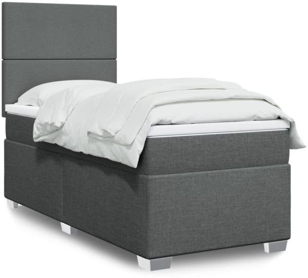 vidaXL Boxspringbett mit Matratze Dunkelgrau 100x200 cm Stoff 3292693