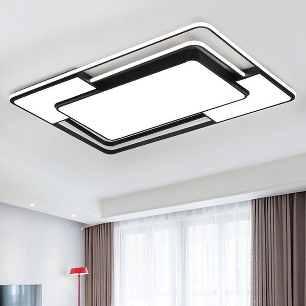 style home LED Deckenleuchte Deckenlampe Rechteckige Bürolampe, dimmbar mit Fernbedienung, LED fest integriert, einstellbar von warmweiß bis kaltweiß, Moderne Lampe für Wohnzimmer Schlafzimmer, 90x60x6cm