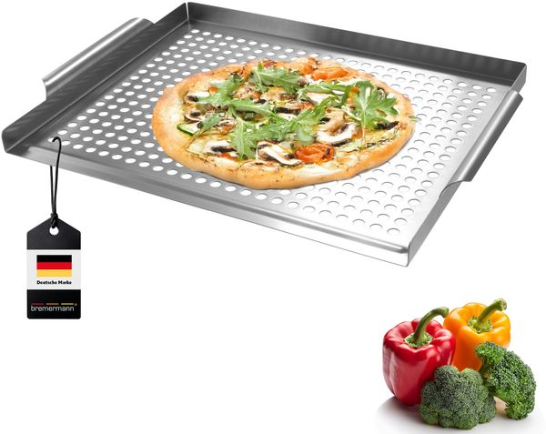Bremermann Grillplatte, Edelstahl grau, 39,5 x 3 x 29 cm