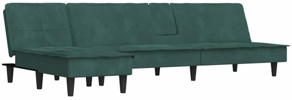 vidaXL Schlafsofa in L-Form Dunkelgrün 255x140x70 cm Samt 3157262