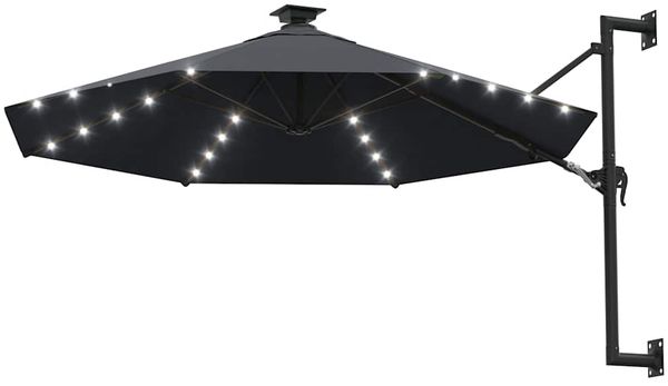 Sonnenschirm, Terrassenschirm zur Wandmontage mit LEDs 300 cm Anthrazit