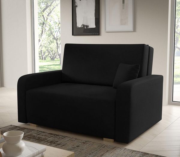 Sofa Juno II 135x85 cm 2-Sitzer, Schlafsofa mit Schlaffunktion und Bettkasten, Kissen inklusive - Curio 99