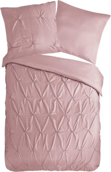 PURE luxury collection Wendebettwäsche Elegence, Microfaser, 2 teilig, Mikrofaser, Uni, Stickerei, luxuriöse Falten, Reißverschluss