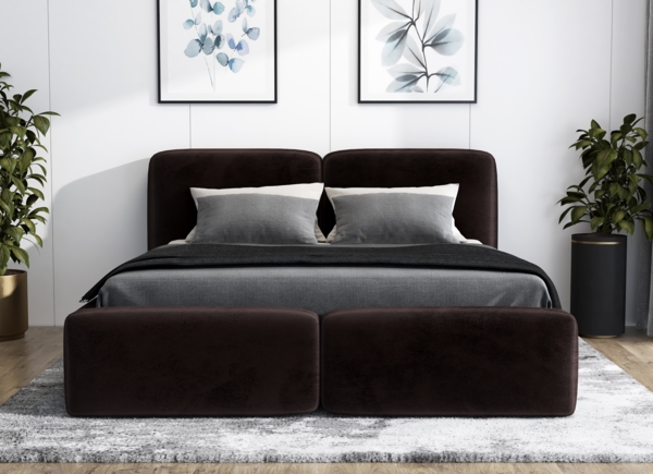 Polsterbett OLKE 140x200 ohne Matratze mit Bettkasten und Lattenrost. Farbe: Espresso 6 Bild 3