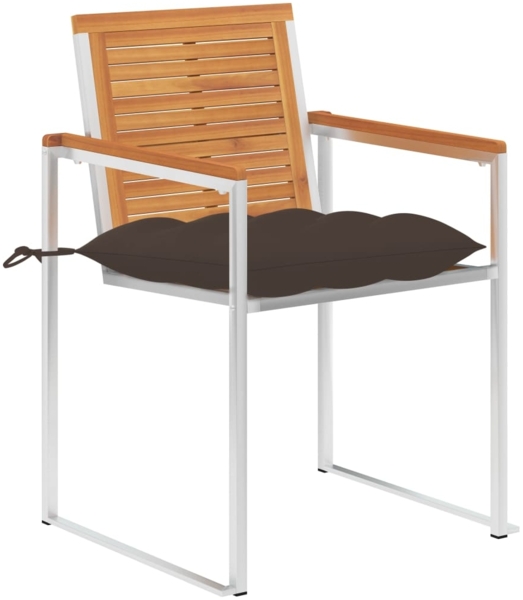 vidaXL Gartenstühle mit Kissen 2 Stk. Massivholz Akazie und Stahl 3061511