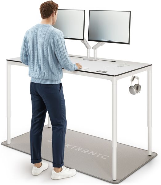 Desktronic Elektrisch höhenverstellbarer Schreibtisch HomeMax 160x80 cm Weiß/Weiß mit Memory-Funktion, Anti-Kollisions Technologie, USB-A und USB-C-Ladeanschlüssen