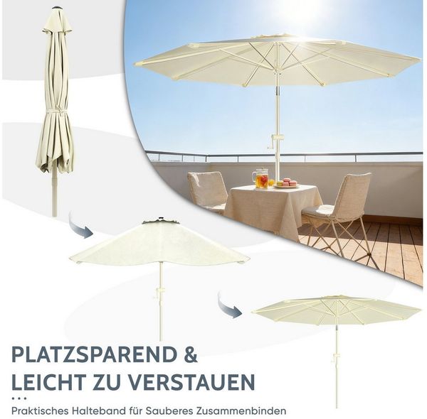 Huracan Sonnenschirm Strandschirm Neigbar, Sonnenschirme,Balkonschirm,Gartenschirm, Strandschirm mit/ohne LED, 300/350cm Durchmesser, neigbar/knickbar