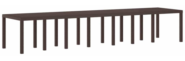 vidaXL Garten-Esstisch Braun 400 x 100 x 73 cm Poly-Rattan 3378529