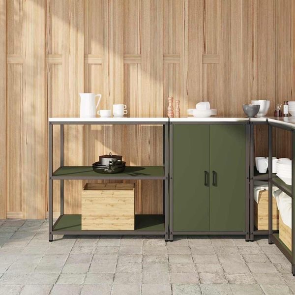 Aufbewahrungsset 2 pcs für die Küche mit Regal Olive Grün