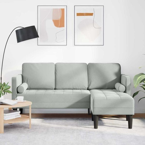 Sofa Set, Wohnzimmer Couch mit Kissen Hellgrau Polyester