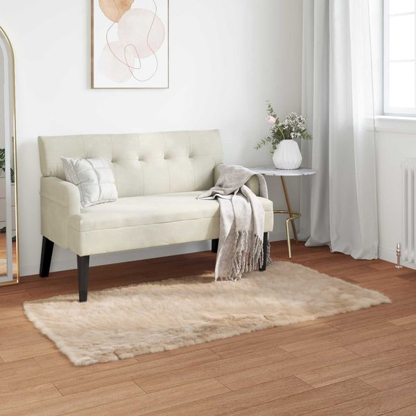 vidaXL Teppich aus Kunstschaffell TAFALLA Beige 80 x 150 cm Polyester 42021478