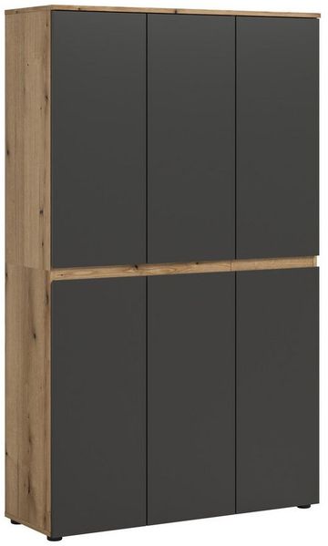 furnling Mehrzweckschrank Sarca 1 Kleiderstange, 6 Türen, 18 Fächer, Universalschrank, Höhe 175 cm