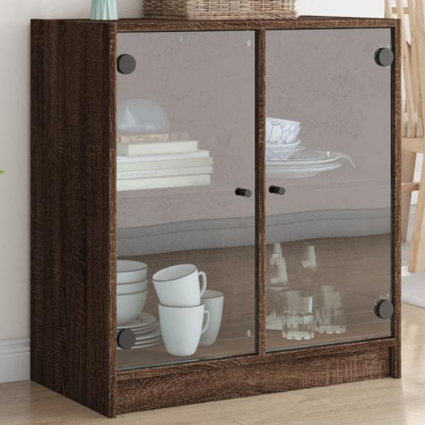 vidaXL Beistellschrank mit Glastüren Braun Eichen-Optik 68x37x75,5 cm 836426