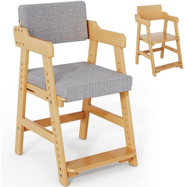 TLGREEN Kinderstuhl Höhenverstellbarer Kinderstuhl aus Buche (Mitwachsender Kinderstuhl für Kinder ab 3 Jahren), Stabiler Essstuhl & Schreibtischstuhl bis 120 kg
