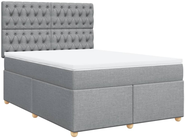 vidaXL Boxspringbett mit Matratze Hellgrau 160x200 cm Stoff 3291338