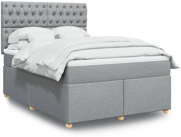 vidaXL Boxspringbett mit Matratze Hellgrau 160x200 cm Stoff 3291338