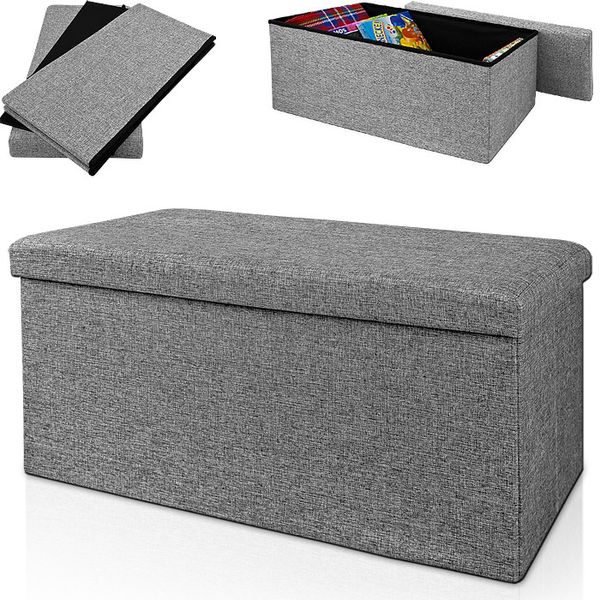 Deuba Faltbare Sitzbank/Sitzhocker MDF - 80 x 40 x 40 cm grau