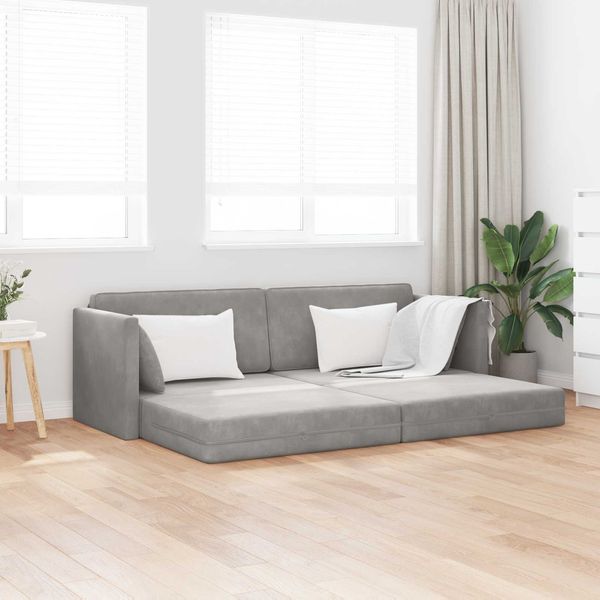 vidaXL Boden-Sofa-Bett Hellgrau 213 x 70 x 77 cm Samt 4106726