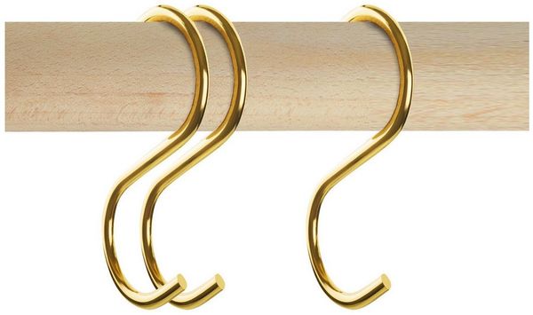 SO-TECH® S-Haken für Rundstäbe bis Ø 30 mm für Garderoben, Küchenreling uvm, (Spar-Set, 3-St), Antik Gold galvanisiert