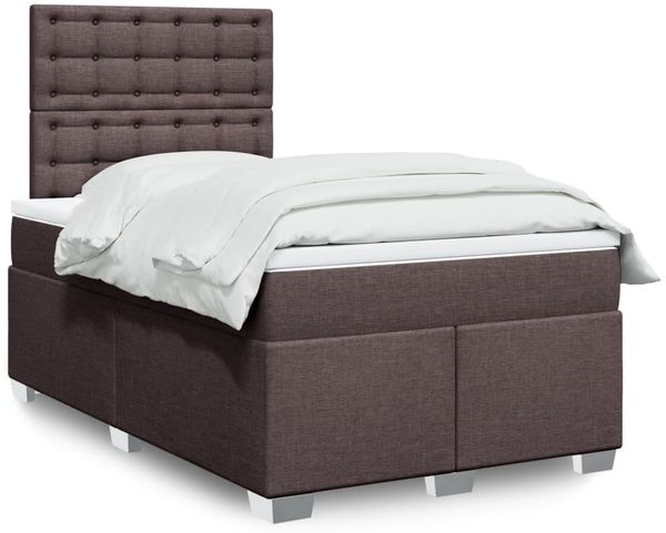 vidaXL Boxspringbett mit Matratze Dunkelbraun 120x190 cm Stoff 3290444