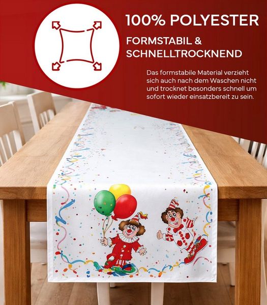 texpot Tischdecke Tischläufer Druck Clowns Fasching (1-tlg)