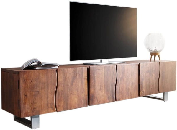 Lowboard Live-Edge 220 cm Akazie Braun massiv 6 Türen