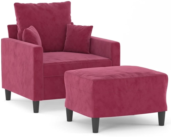 vidaXL Sessel mit Hocker Weinrot 60 cm Samt 3201101
