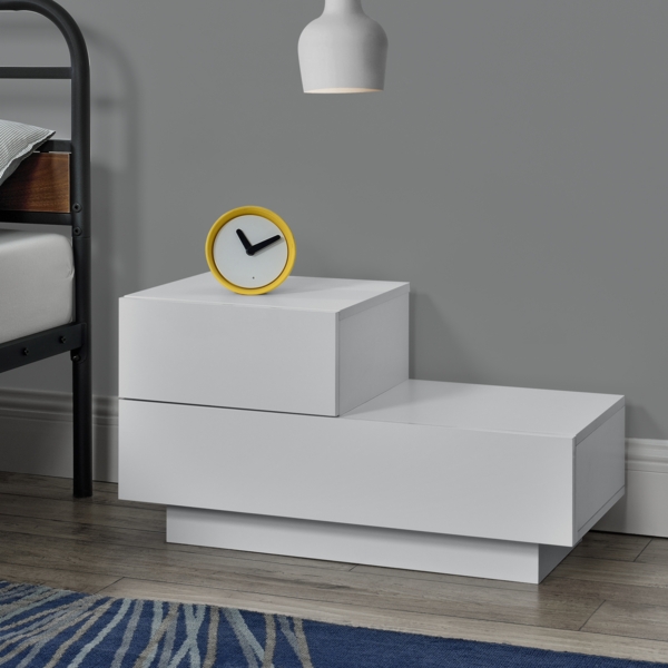 Nachttisch Sebokeng 38x70x35 cm mit Schublade oben links Weiß Matt en. casa