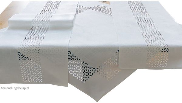 matches21 HOME & HOBBY Tischdecke Tischläufer Durchbrochene Ornamente wollweiß 40x140 cm (1-tlg)