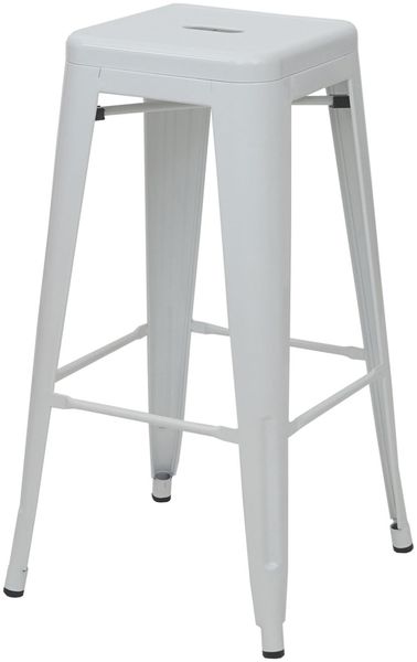 Barhocker HWC-A73, Barstuhl Tresenhocker, Metall Industriedesign stapelbar ~ weiß
