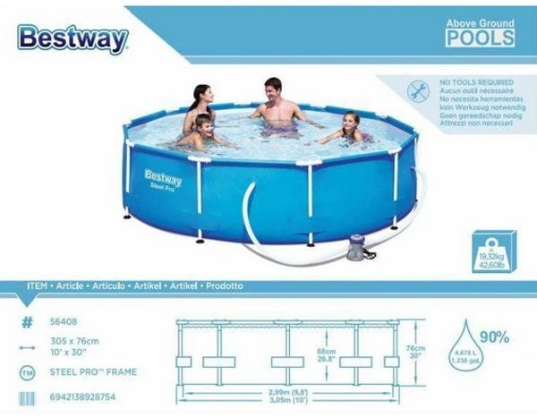 Bestway Frame Pool Steel Pro Set 305x76 cm 4. 678 Liter mit Filterpumpe und R. Bild 4