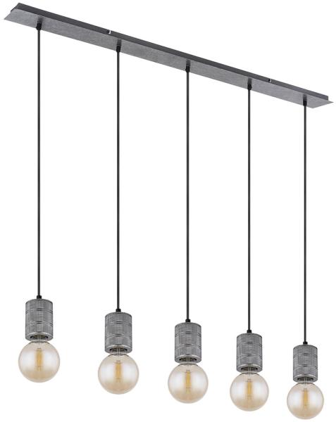 Hängeleuchte, 5 Flammig, silber, Höhenverstellbar, L 115 cm