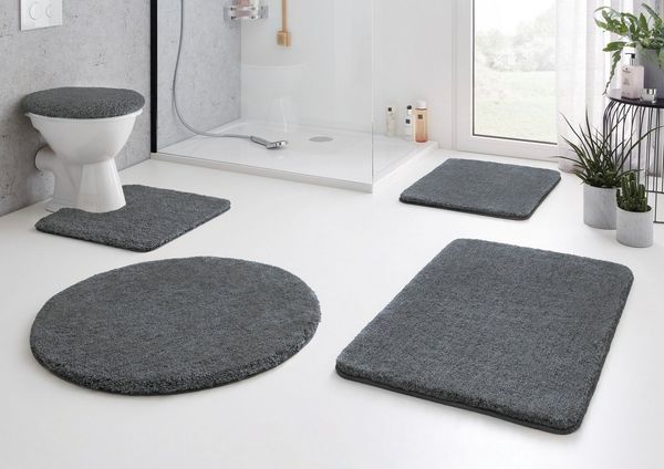 Kleine Wolke Badematte RELAX, Höhe 30 mm, rutschhemmend beschichtet, fußbodenheizungsgeeignet, Polyacryl, rechteckig, 2er-Set 55x65 cm / 85x150 cm, Badteppich, Uni Farben, rechteckig, rund & als Set erhältlich