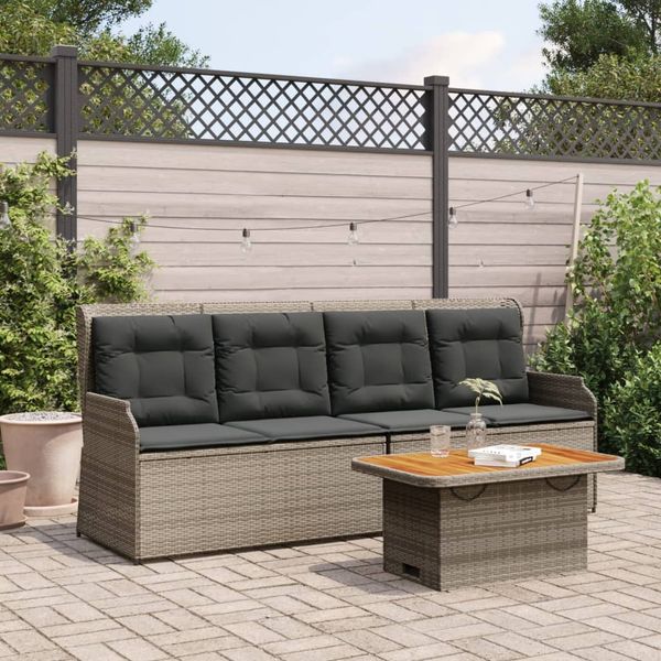 vidaXL 3-tlg. Garten-Lounge-Set mit Kissen Grau Poly Rattan 3262444