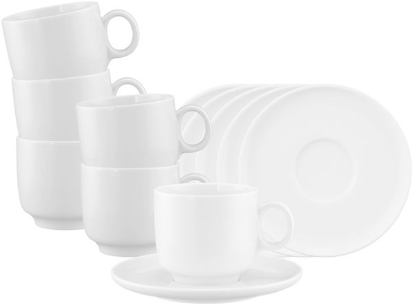 Seltmann Weiden Sento Home Kaffeetasse mit Untertasse 210 ml 6er Set Weiß