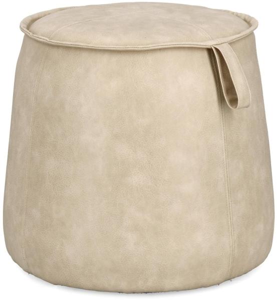 Pouf Rudina aus Kunstleder, Beige, 52 x 52 x 44 cm