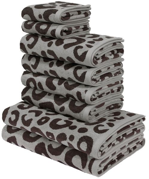 OTTO home Handtuch Set Anna Leopardenmuster, 8-tlg Handtuch-Set, 100% Baumwolle, Frottiervelours (Set, 8-St), Duschtücher, Handtücher und Gästetücher, weich, modern, Animal Print
