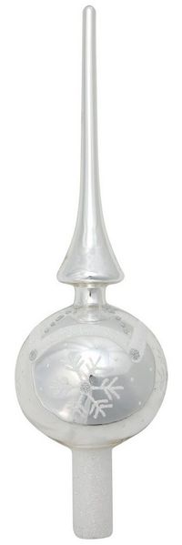 Krebs Glas Lauscha Christbaumspitze Christbaumschmuck Christbaumspitze Glas Ø 7 x 28 cm silber glänzend