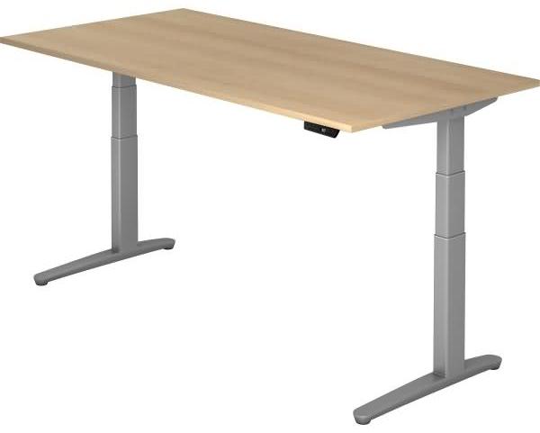 'XBHM2E' Sitz-Steh-Schreibtisch elektrisch 200x100 cm Eiche Silber