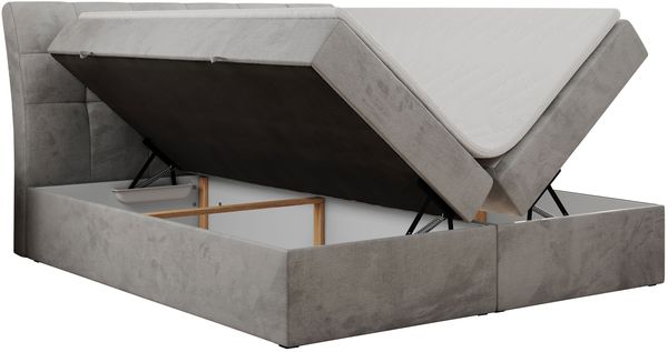 Boxspringbett Polsterbett mit Multipocket-Matratze und Topper - DIEGOS - 160x200cm - Hellgrau Velours - H4 Bild 4
