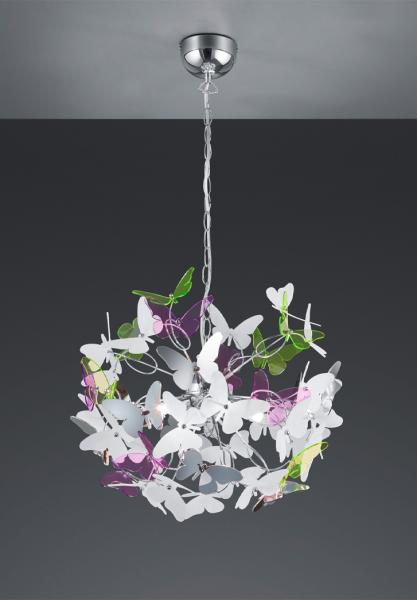 Hängeleuchte, Schmetterling Design, bunt, H 150 cm, BUTTERFLY
