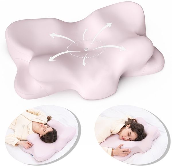 CHICASA Kopfkissen 65×41 cm, Nackenstützkissen aus 55D Memory Foam, ergonomisch, abnehmbarer Bezug, Rosa, 4 Stück