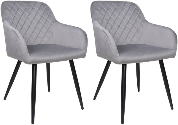 ALBATROS Esszimmerstühle 2er Set SALO, Grau - Modern und Stilvoll, bequemer Polsterstuhl - Eleganter Küchenstuhl, Stuhl Esszimmer oder Esstisch Stuhl im Retro-Look