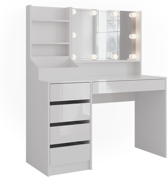 Schminktisch Sherry Weiß/Weiß Hochglanz 119.8 cm 4 Teile Vicco