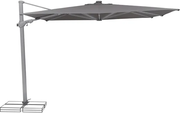 Suncomfort by Glatz Sonnenschirm / Ampelschirm "Varioflex Solar LED 300 x 300", stone grey, 300 x 300 cm